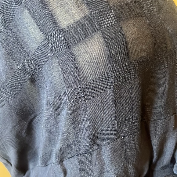 Navy Plaid Embossed Double V-neck cover up - Picture 7 of 8